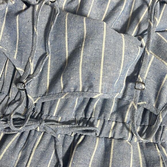 Cisono Women's Sleeveless Spaghetti Strap Waist Tie Striped Blue Jumpsuit Medium - Picture 7 of 11